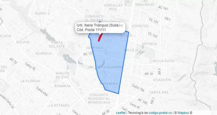 ZIP Code Locality Urb. Iberia Triángulo in Suba, Bogotá