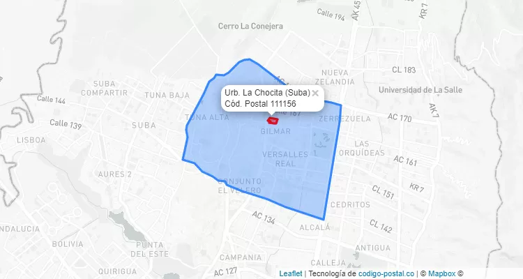 ZIP Code Locality Urb. La Chocita in Suba, Bogotá