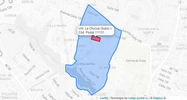 CEP Bairro Urb. La Chucua em Suba, Bogotá