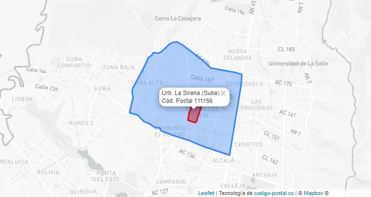 CEP Bairro Urb. La Sirena em Suba, Bogotá