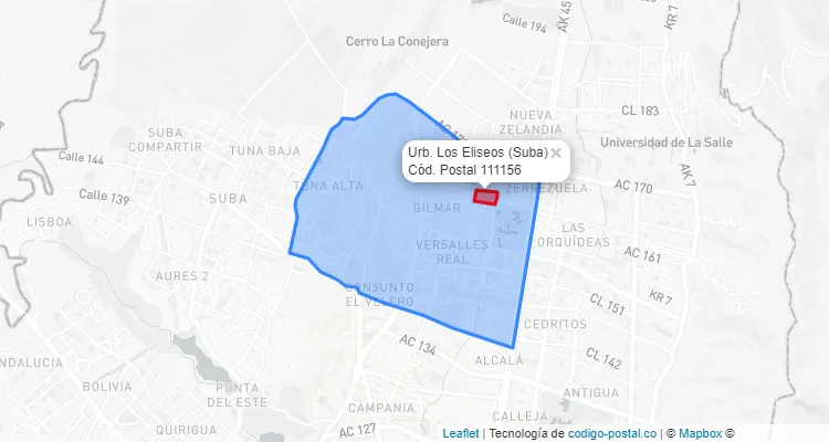 CEP Bairro Urb. Los Eliseos em Suba, Bogotá