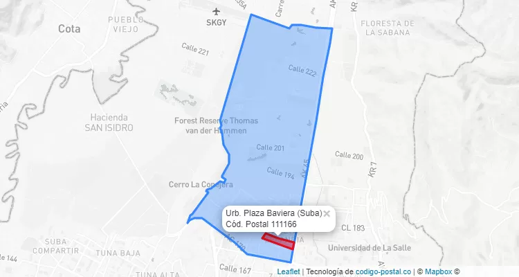 ZIP Code Locality Urb. Plaza Baviera in Suba, Bogotá