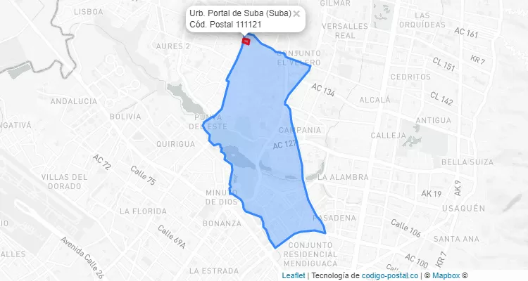 CEP Bairro Urb. Portal de Suba em Suba, Bogotá