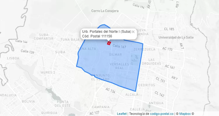 Código Postal Barrio Urb. Portales del Norte I en Suba, Bogotá