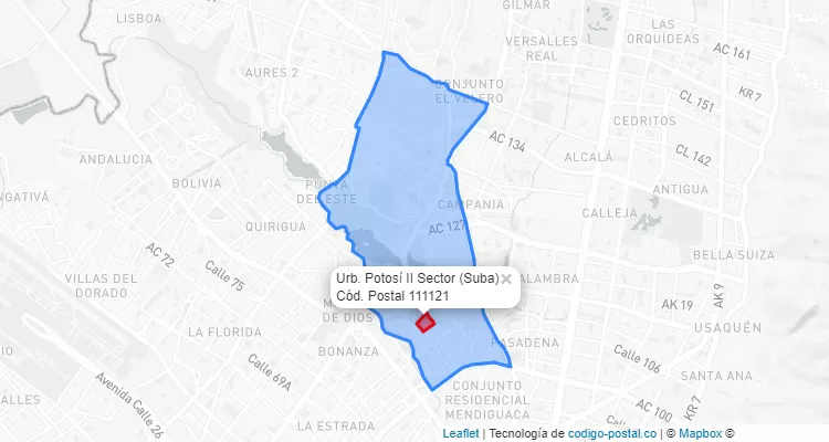 CEP Bairro Urb. Potosí II Sector em Suba, Bogotá