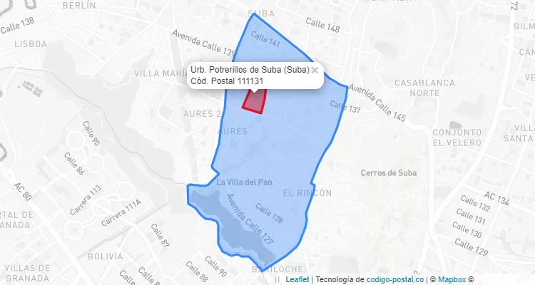 CEP Bairro Urb. Potrerillos de Suba em Suba, Bogotá