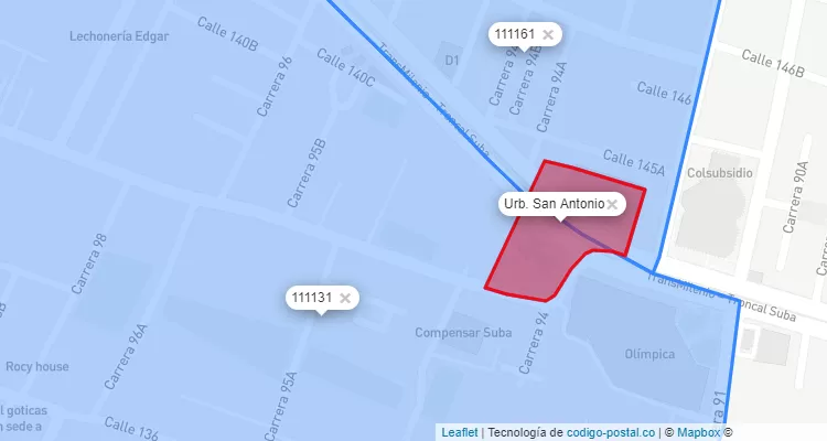 CEP Bairro Urb. San Antonio em Suba, Bogotá