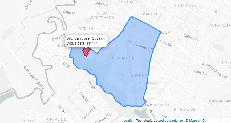 CEP Bairro Urb. San José em Suba, Bogotá