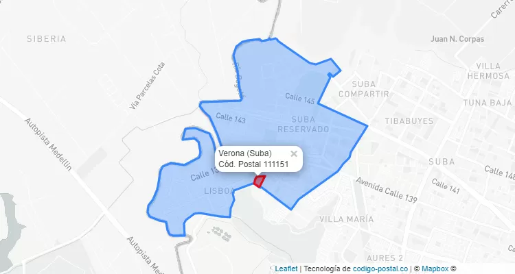 CEP Bairro Verona em Suba, Bogotá