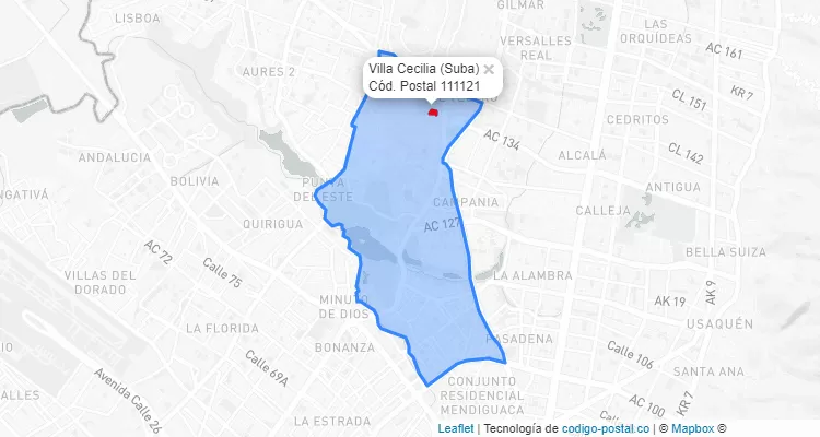 ZIP Code Locality Villa Cecilia in Suba, Bogotá