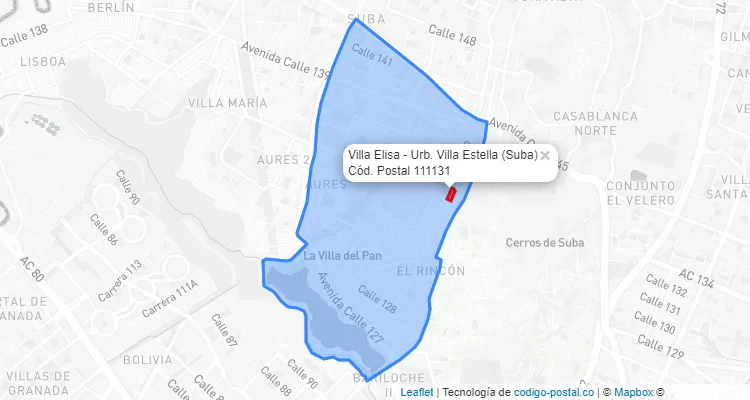 CEP Bairro Villa Elisa - Urb. Villa Estella em Suba, Bogotá