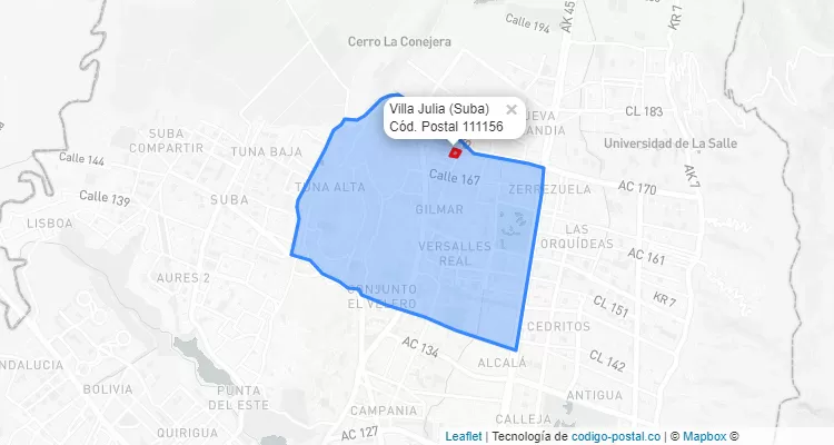 ZIP Code Locality Villa Julia in Suba, Bogotá
