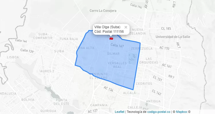 CEP Bairro Villa Olga em Suba, Bogotá