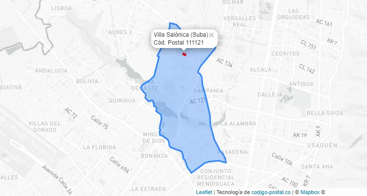 ZIP Code Locality Villa Salónica in Suba, Bogotá