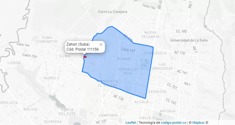 CEP Bairro Zahori em Suba, Bogotá