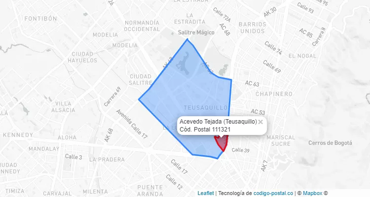 Código Postal Barrio Acevedo Tejada en Teusaquillo, Bogotá