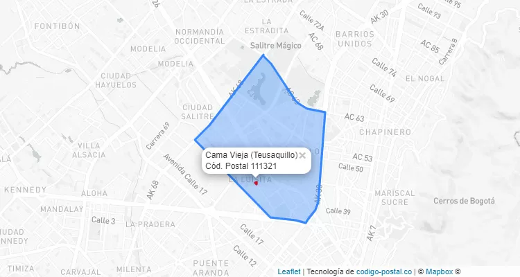 Código Postal Barrio Cama Vieja en Teusaquillo, Bogotá