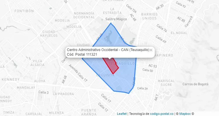 Código Postal Barrio Centro Administrativo Occidental - CAN en Teusaquillo, Bogotá