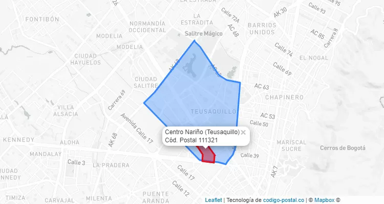 Código Postal Barrio Centro Nariño en Teusaquillo, Bogotá