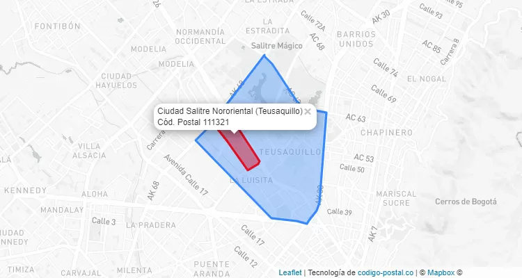 Código Postal Barrio Ciudad Salitre Nororiental en Teusaquillo, Bogotá