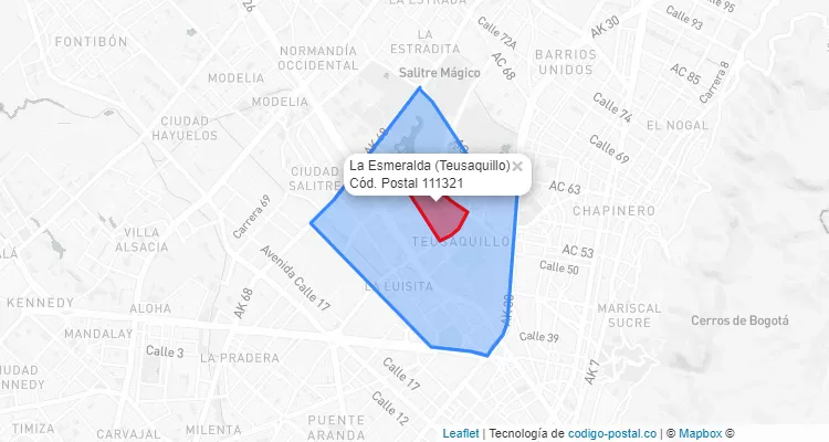 Código Postal Barrio La Esmeralda en Teusaquillo, Bogotá