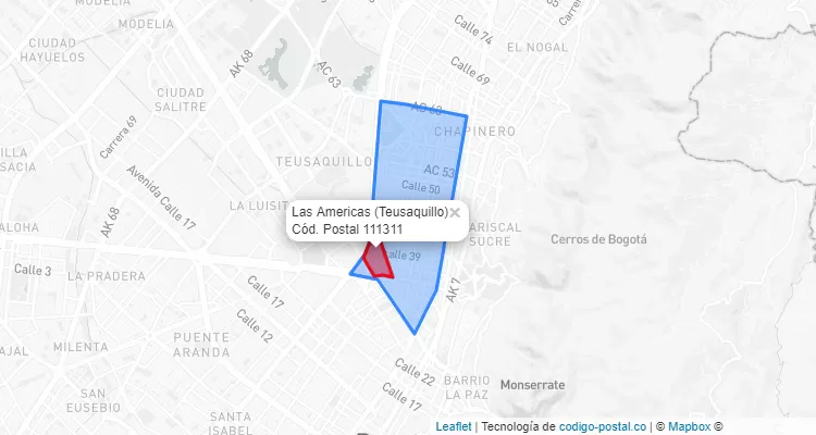 CEP Bairro Las Americas em Teusaquillo, Bogotá