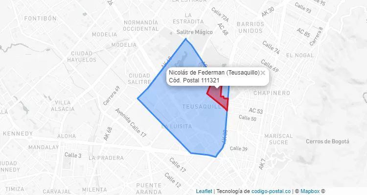 Código Postal Barrio Nicolás de Federman en Teusaquillo, Bogotá