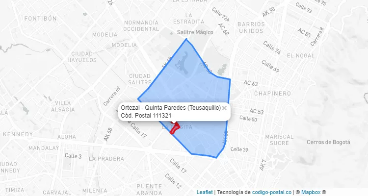 Código Postal Barrio Ortezal - Quinta Paredes en Teusaquillo, Bogotá