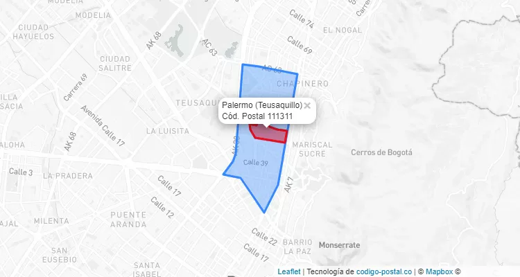 CEP Bairro Palermo em Teusaquillo, Bogotá