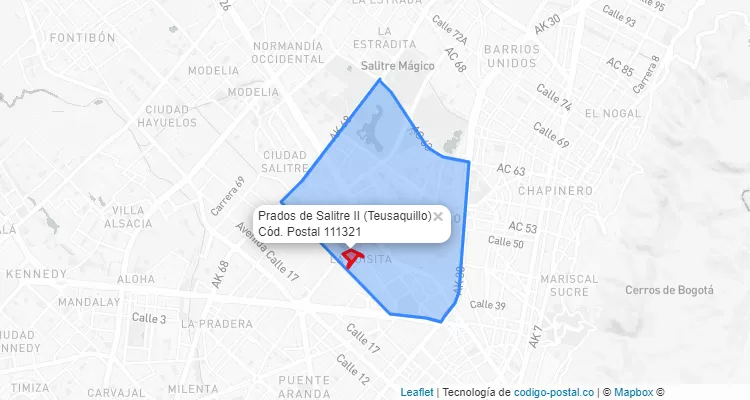 Código Postal Barrio Prados de Salitre II en Teusaquillo, Bogotá