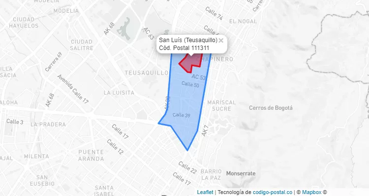 CEP Bairro San Luís em Teusaquillo, Bogotá