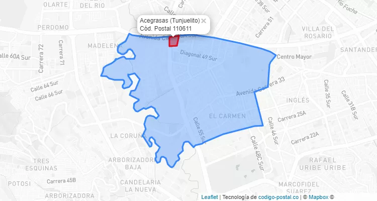 Código Postal Barrio Acegrasas en Tunjuelito, Bogotá