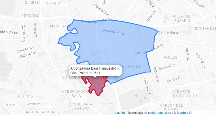 Código Postal Barrio Arborizadora Baja en Tunjuelito, Bogotá