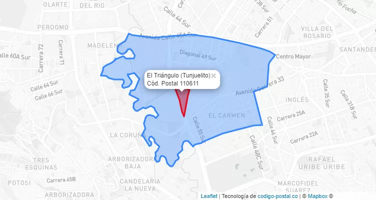 Código Postal Barrio El Triángulo en Tunjuelito, Bogotá