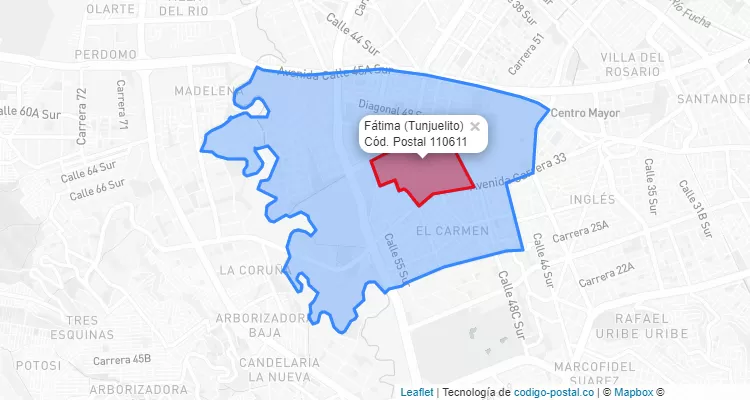 Código Postal Barrio Fátima en Tunjuelito, Bogotá