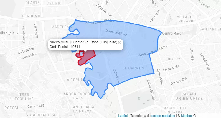 ZIP Code Locality Nuevo Muzu II Sector 2a Etapa in Tunjuelito, Bogotá