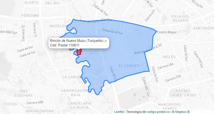 Código Postal Barrio Rincón de Nuevo Muzu en Tunjuelito, Bogotá