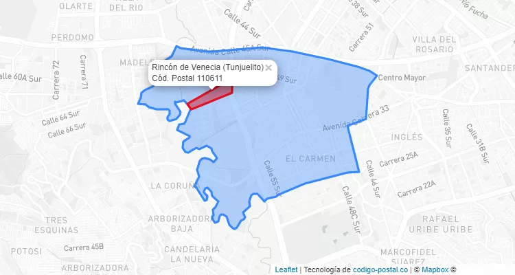 CEP Bairro Rincón de Venecia em Tunjuelito, Bogotá