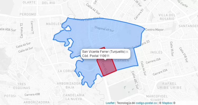 CEP Bairro San Vicente Ferrer em Tunjuelito, Bogotá