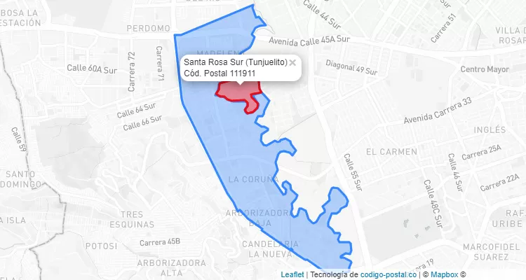 CEP Bairro Santa Rosa Sur em Tunjuelito, Bogotá