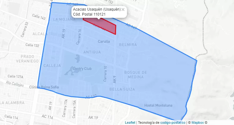 Código Postal Barrio Acacias Usaquén en Usaquén, Bogotá
