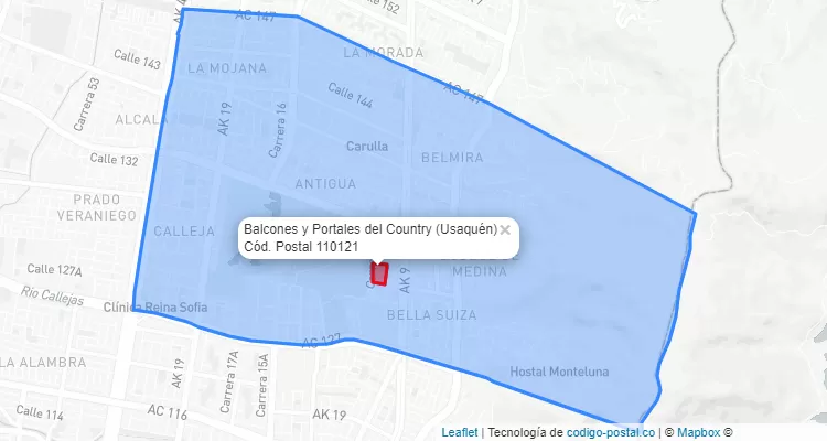 ZIP Code Locality Balcones y Portales del Country in Usaquén, Bogotá