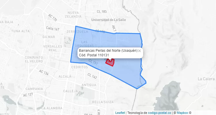 Código Postal Barrio Barrancas Perlas del Norte en Usaquén, Bogotá