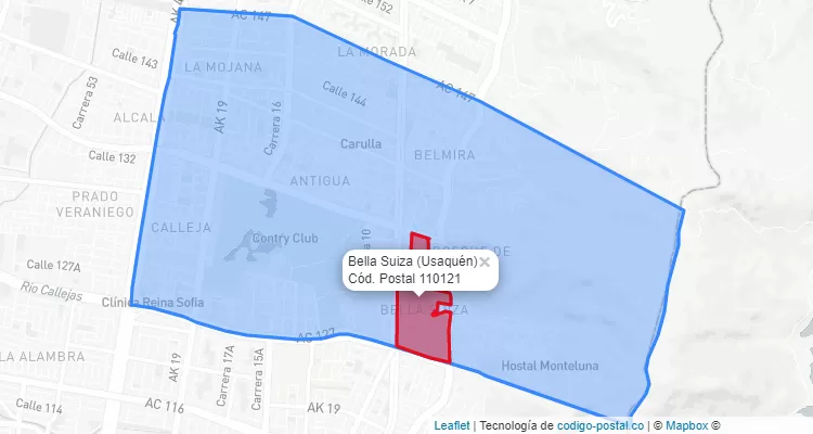 CEP Bairro Bella Suiza em Usaquén, Bogotá