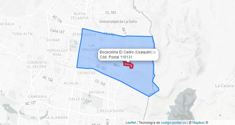 Código Postal Barrio Bocacolina El Cedro en Usaquén, Bogotá
