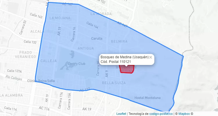 Código Postal Barrio Bosques de Medina en Usaquén, Bogotá