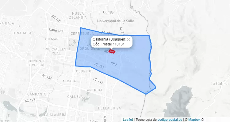 CEP Bairro California em Usaquén, Bogotá