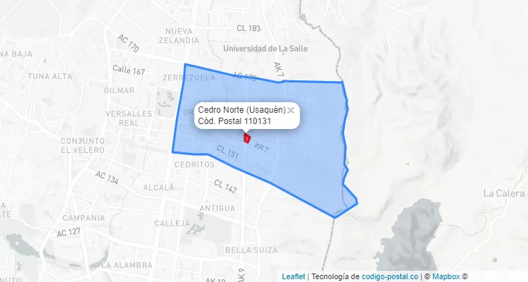 CEP Bairro Cedro Norte em Usaquén, Bogotá