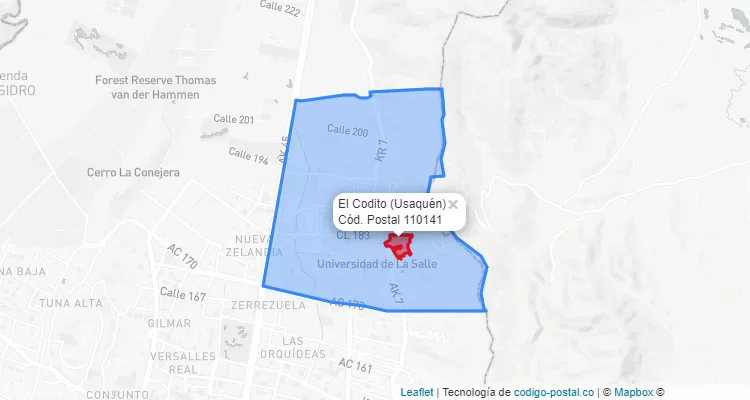 CEP Bairro El Codito em Usaquén, Bogotá