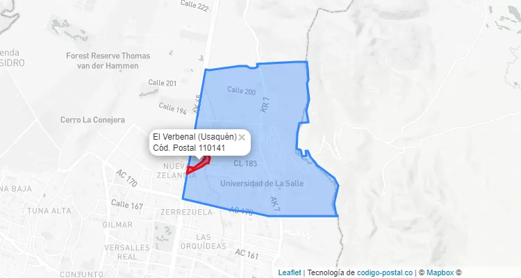 CEP Bairro El Verbenal em Usaquén, Bogotá